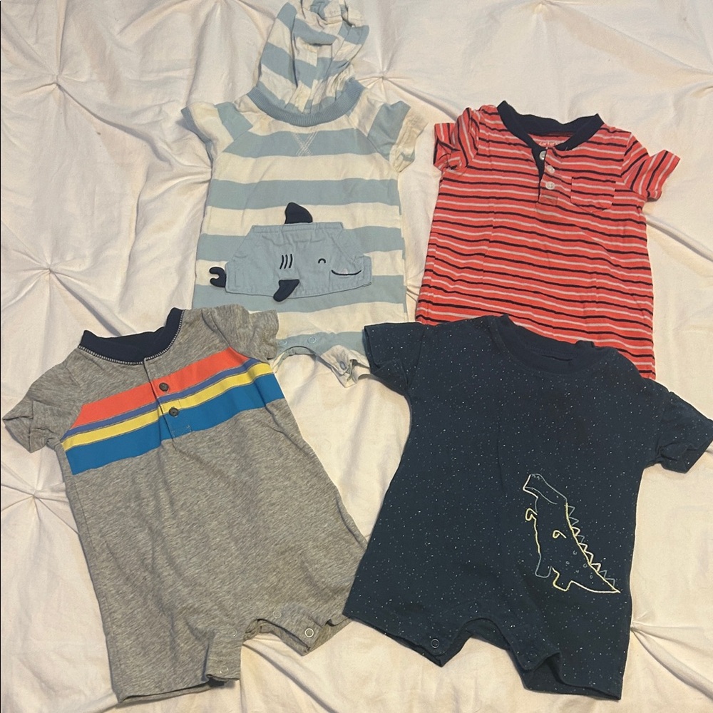 Carter's Blue, Navy, Red & Gray Baby One-Piece Rompers (4-Pack)
